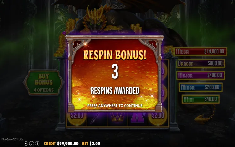 Sleeping Dragon Ultra Dark - Respin Bonus Feature