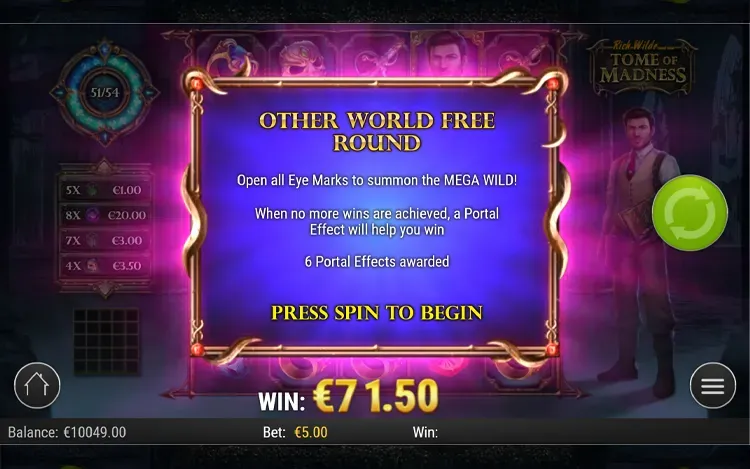 Rich Wilde and the Tome of Madness - Other World Free Round