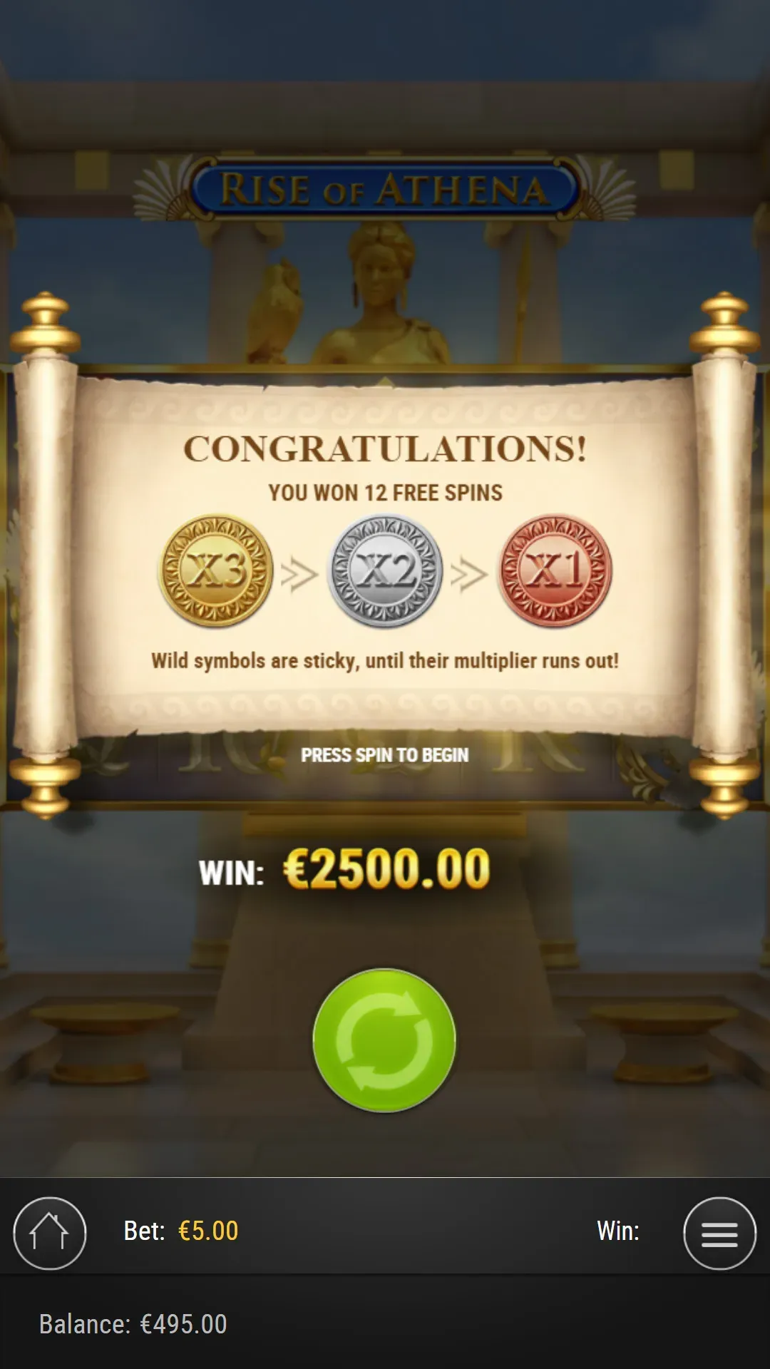Rise of Athena - Mobile Bonus Game