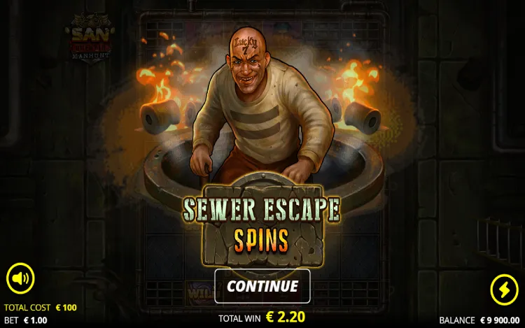 San Quentin Manhunt - Sewer Escape Spins Feature