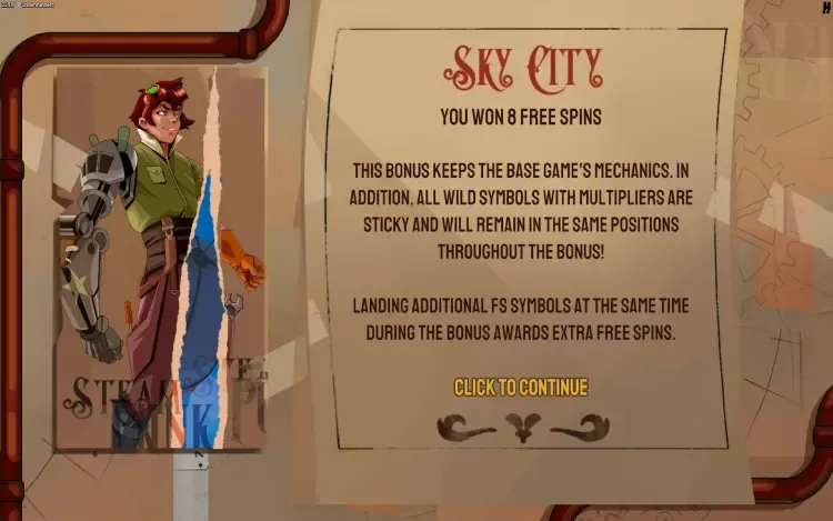 Steamrunners - Sky City Free Spins Feature