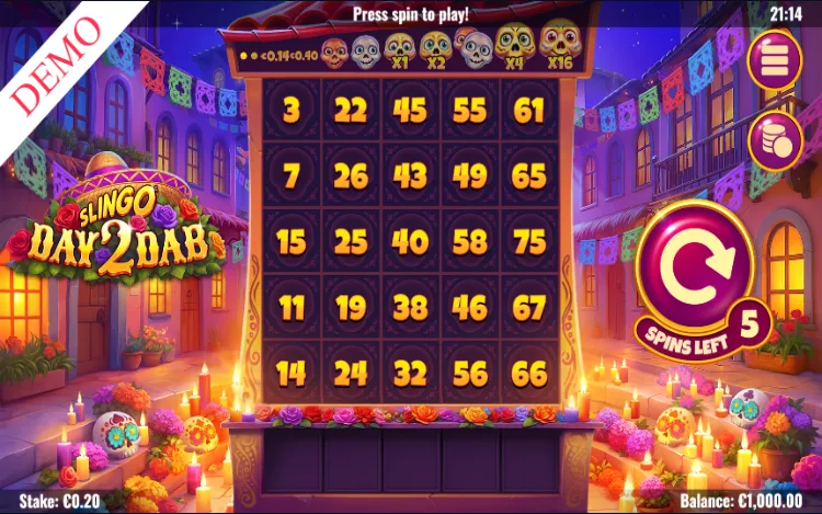 Slingo Day 2 Dab - RTP and Wagering