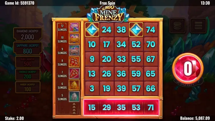 Slingo Mine Freezy Extra Spins