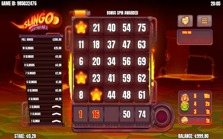 Slingo XXXtreme Express - Bonus Spins