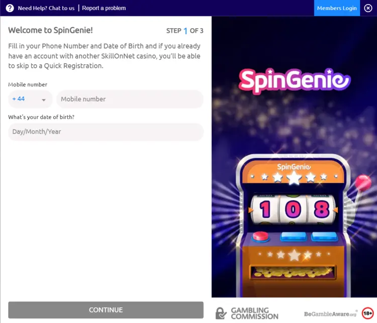 Spin Genie Sign Up