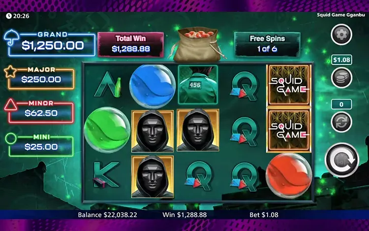 Squid Game GGANBU Bonus Features - Red Marble Jackpot