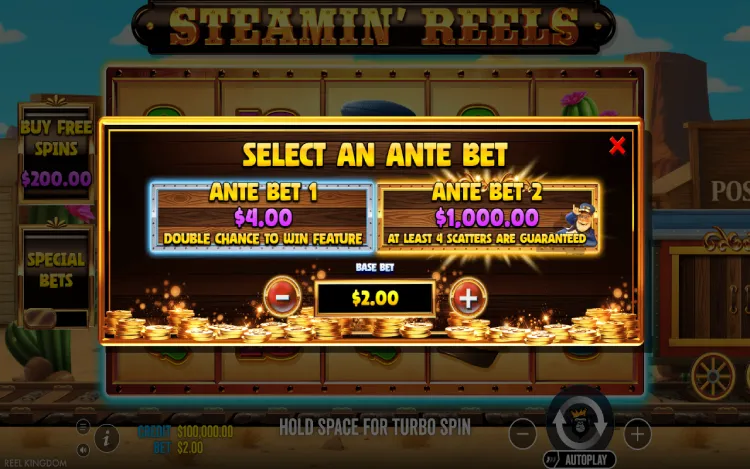 Steamin’ Reels - Ante Bet