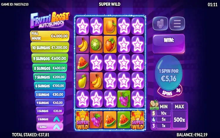 Frutti Boost AutoSlingo - Super Wild Feature