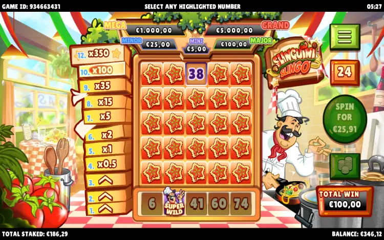 Slinguini Slingo - Super Wild Symbol Feature