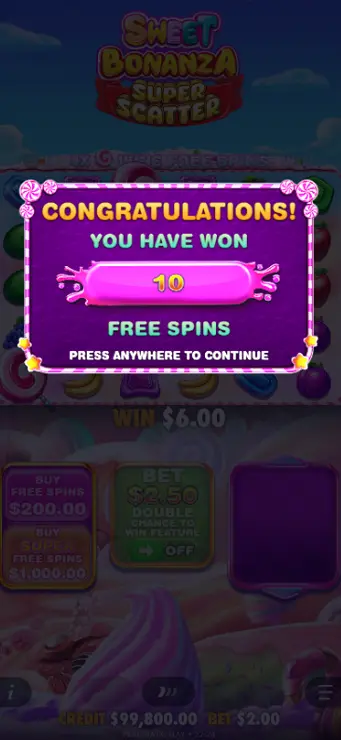 Sweet Bonanza Super Scatter - Mobile Bonus