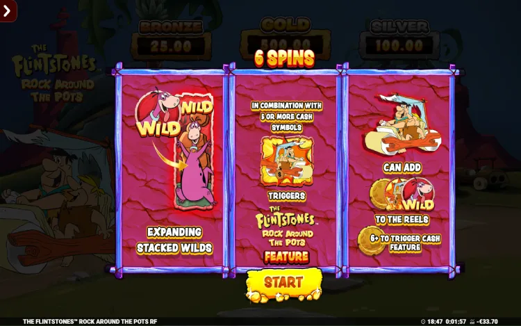 The Flintstone Rock around the Pots - Free Spins