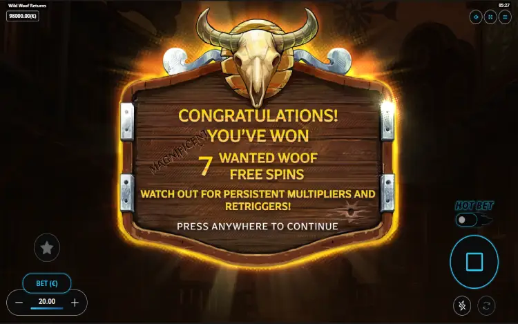 Wild Woof Returns - Wanted Woof Free Spins Feature