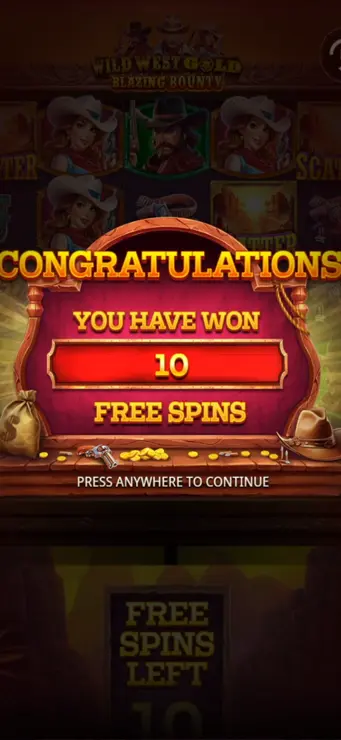 Wild West Gold Blazing Bounty Bonus Game