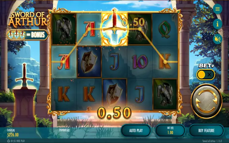 Sword of Arthur - Wild and Scatter Symbol Feature