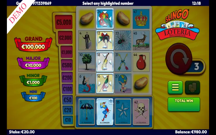 Slingo Loteria - Wilds Feature