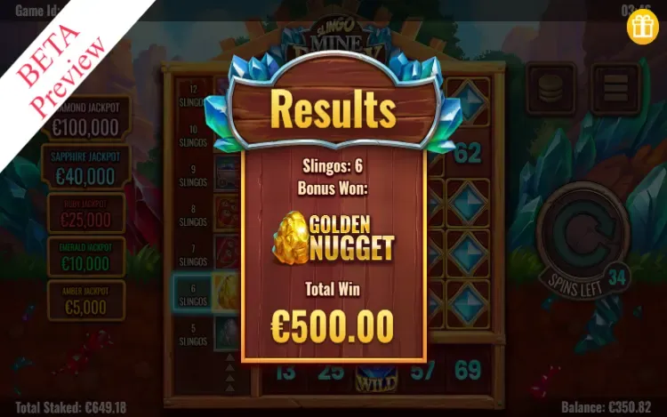 Slingo Mine Frenzy - Mobile Win