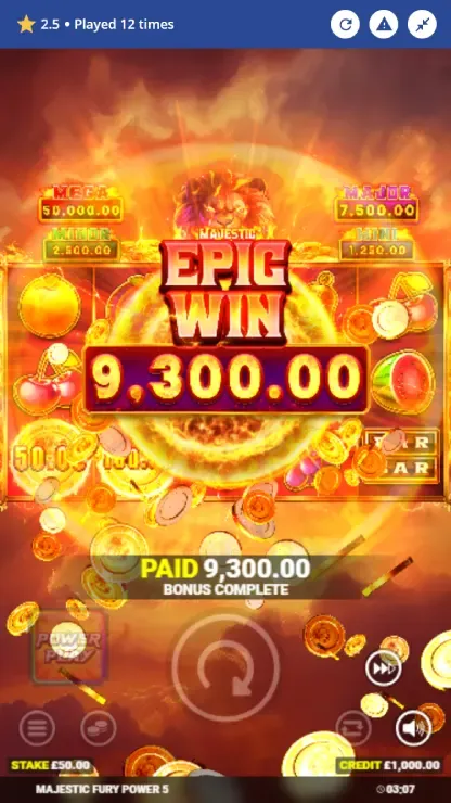 Majestic Fury Power 5 - Mobile Win