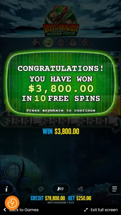 Big Bass Mission Fishin' - Mobile Win