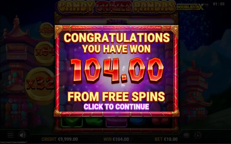 Candy Crazed Pandas DoubleMax - Mobile Win