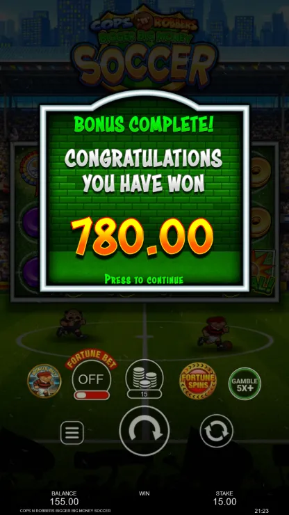 Cops ‘n’ Robbers Bigger Big Money Soccer - Mobile Win