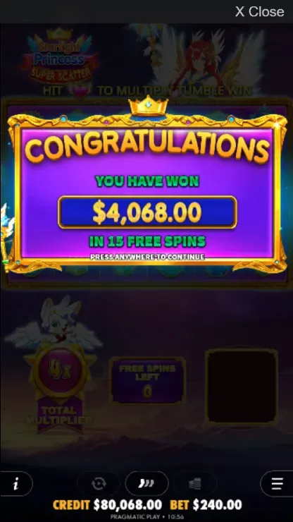 Starlight Princess Super Scatter - Mobile Win