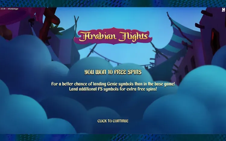 Wishbringer Bonus Features - Arabian Nights Bonus Game