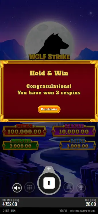 Wolf Strike Hold and Win - Mobile Bonus