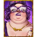 Woman with purple hair and Karen necklace (purple background)