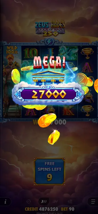 Zeus vs Hades Gods of War 250 - Mobile Win