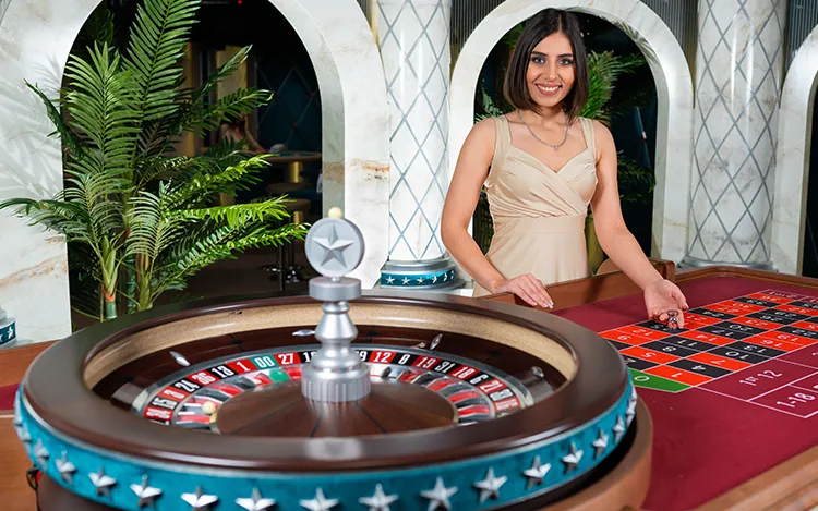 A woman playing american roulette