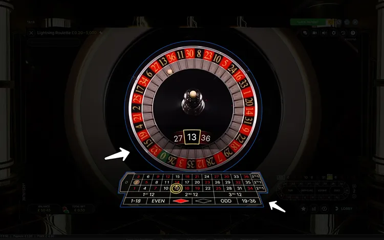 This images shows an online roulette wheel spinning