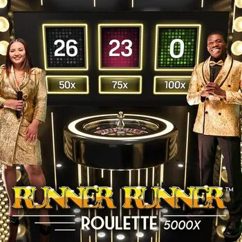 Logo for the live casino game Runner Runner Roulette 5000x