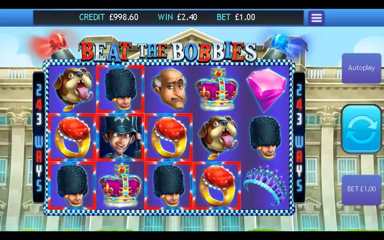 Beat The Bobbies slot - Retrigger Free Spin Feature