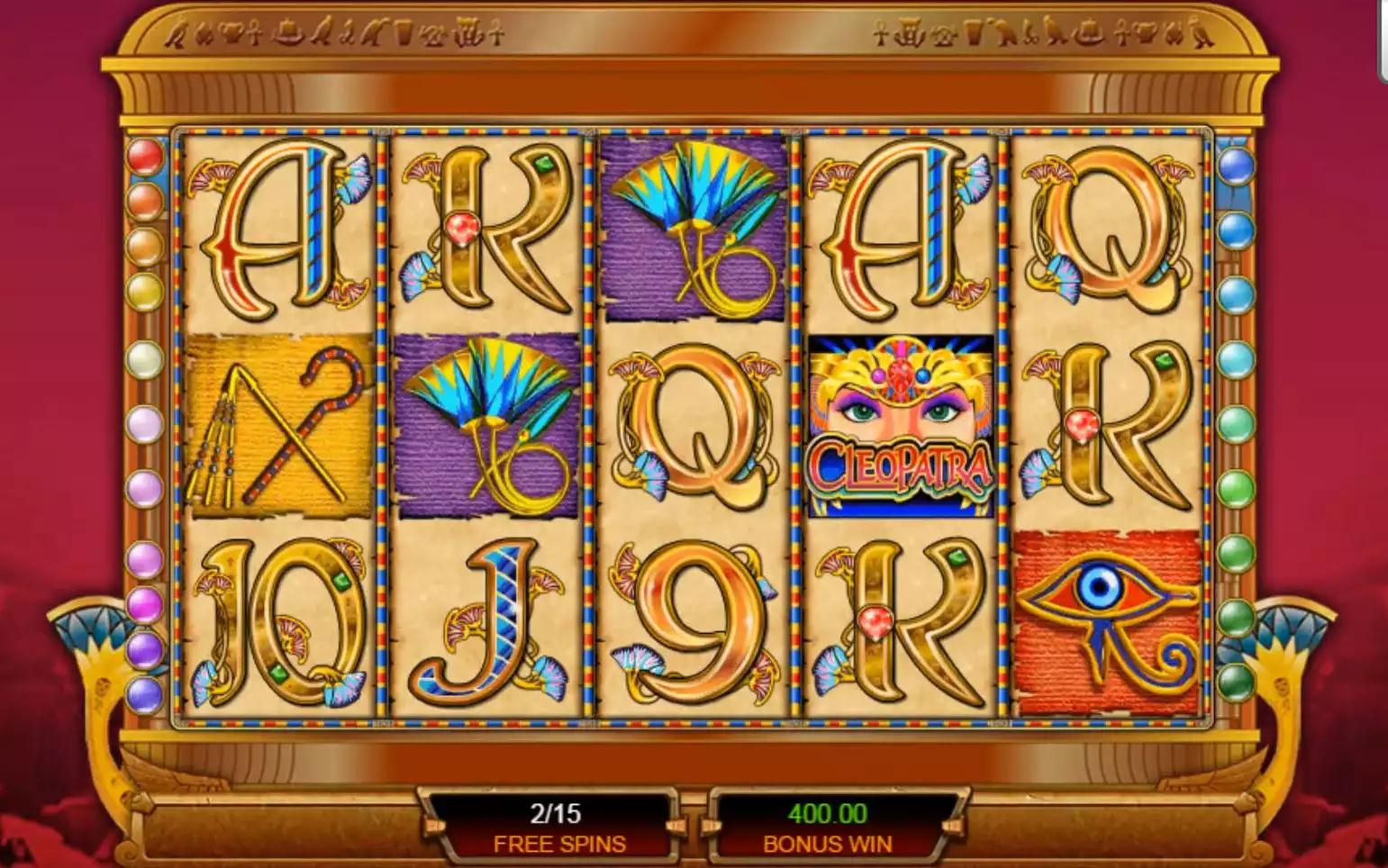 Cleopatra Features Free Spins