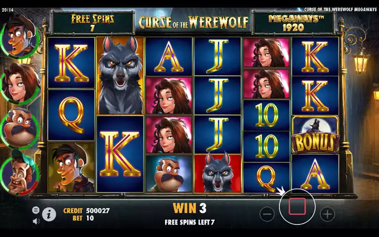 Curse Of The Werewolf Megaways - Free Spin Feature