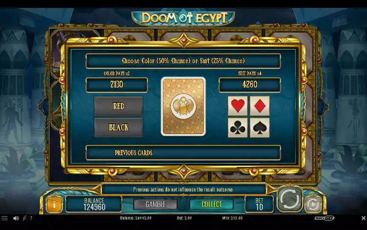 Doom of Egypt Slot - Gamble Feature