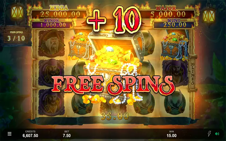 Adventures of Doubloon Island - Free Spins Feature