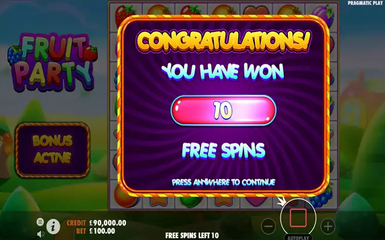 Fruit Party - Free Spins Feature