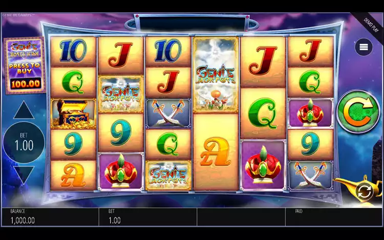 Genie Jackpots Megaways - Game Control