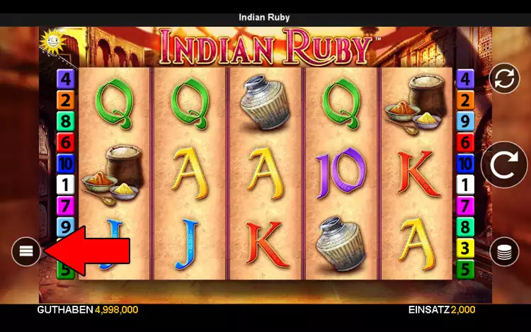 Indian Ruby slot - Step 1