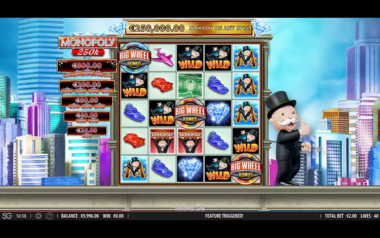 Monopoly 250k slot - Big Wheel Bonus Feature