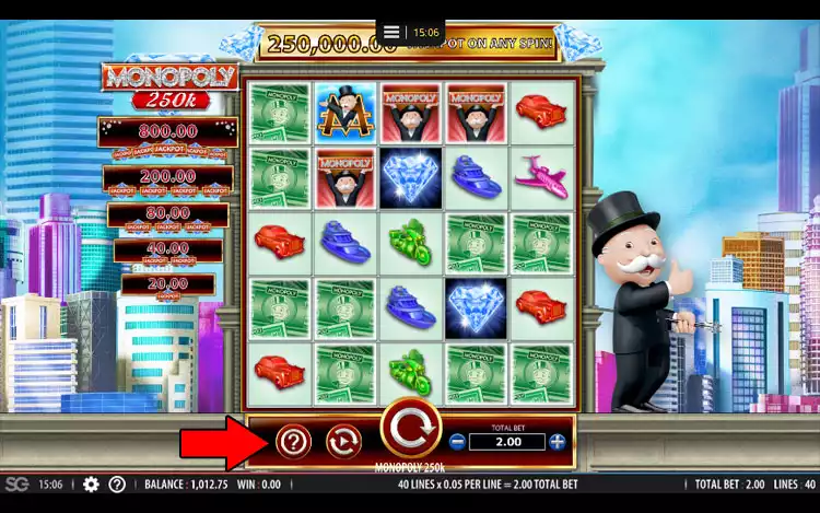 Monopoly 250k slot - Step 1