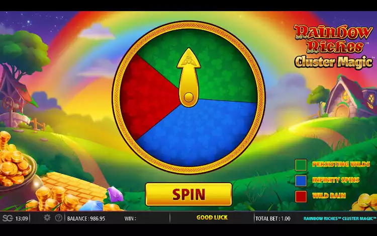 Rainbow Riches Cluster Magic - Free Spin Feature