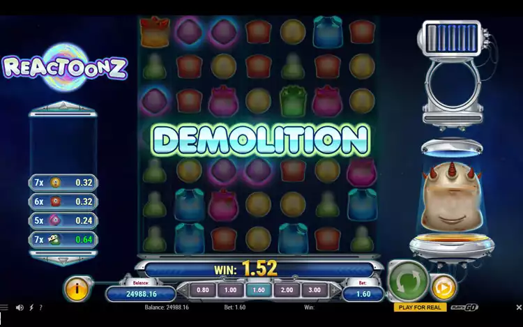 Reactoonz Slot - Demolition Feature