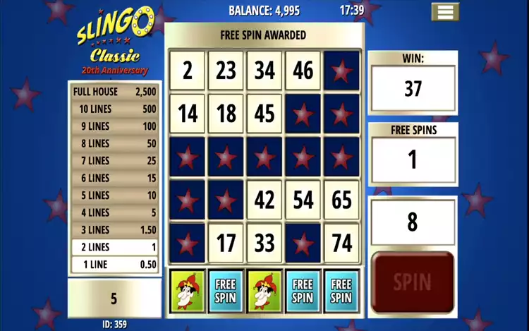 Slingo Classic - Free Spin Feature