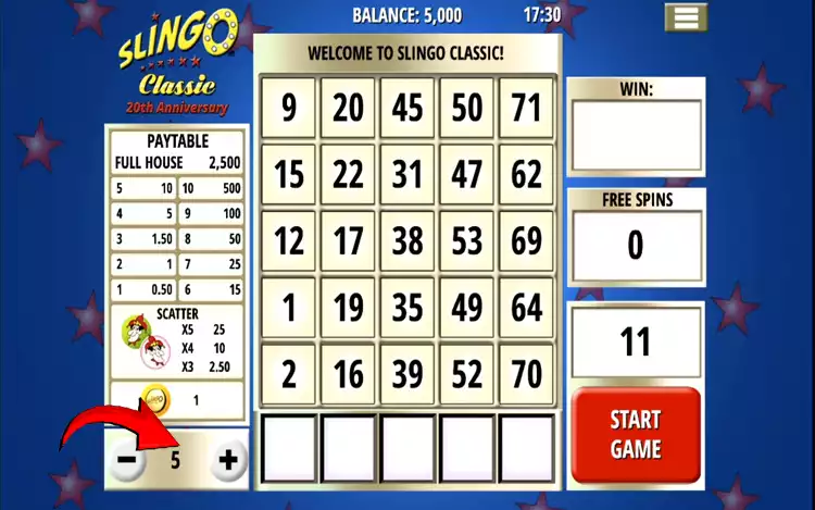 Slingo Classic - Step Bet