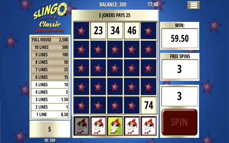 Slingo Classic - Step Win
