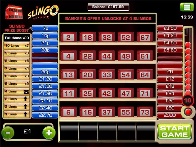 Slingo Deal or No Deal - Screenshot