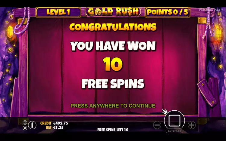 Gold Rush Free Spins Feature