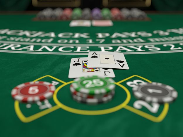 bets and cards in blackjack table